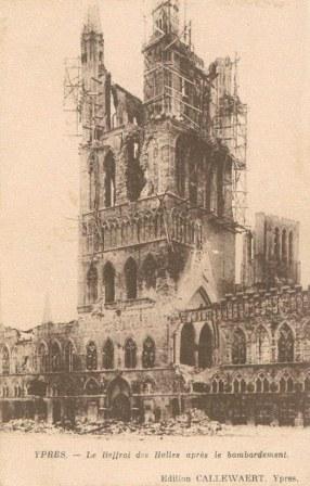 Ypres belfry after bombardment 1915