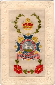 Bedfordshire Regiment silk postcard WW1