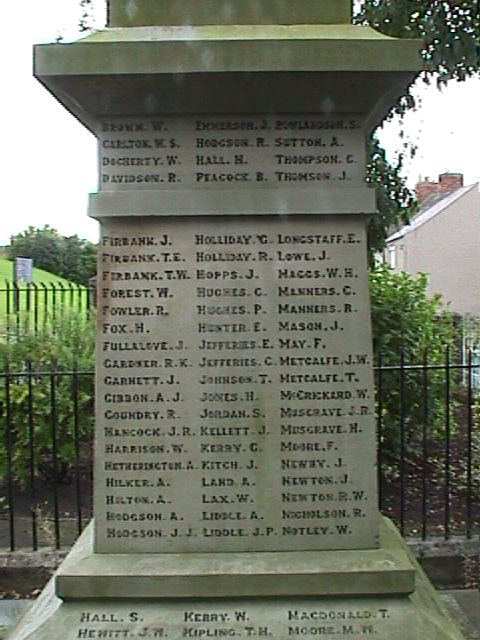 Leeholme Coundon Memorial WW1